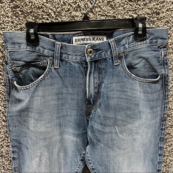 Express Rocco Slim Fit Bootcut Jeans Medium Wash Denim Mens Size 32 X 30 *RIP* - Picture 2 of 12